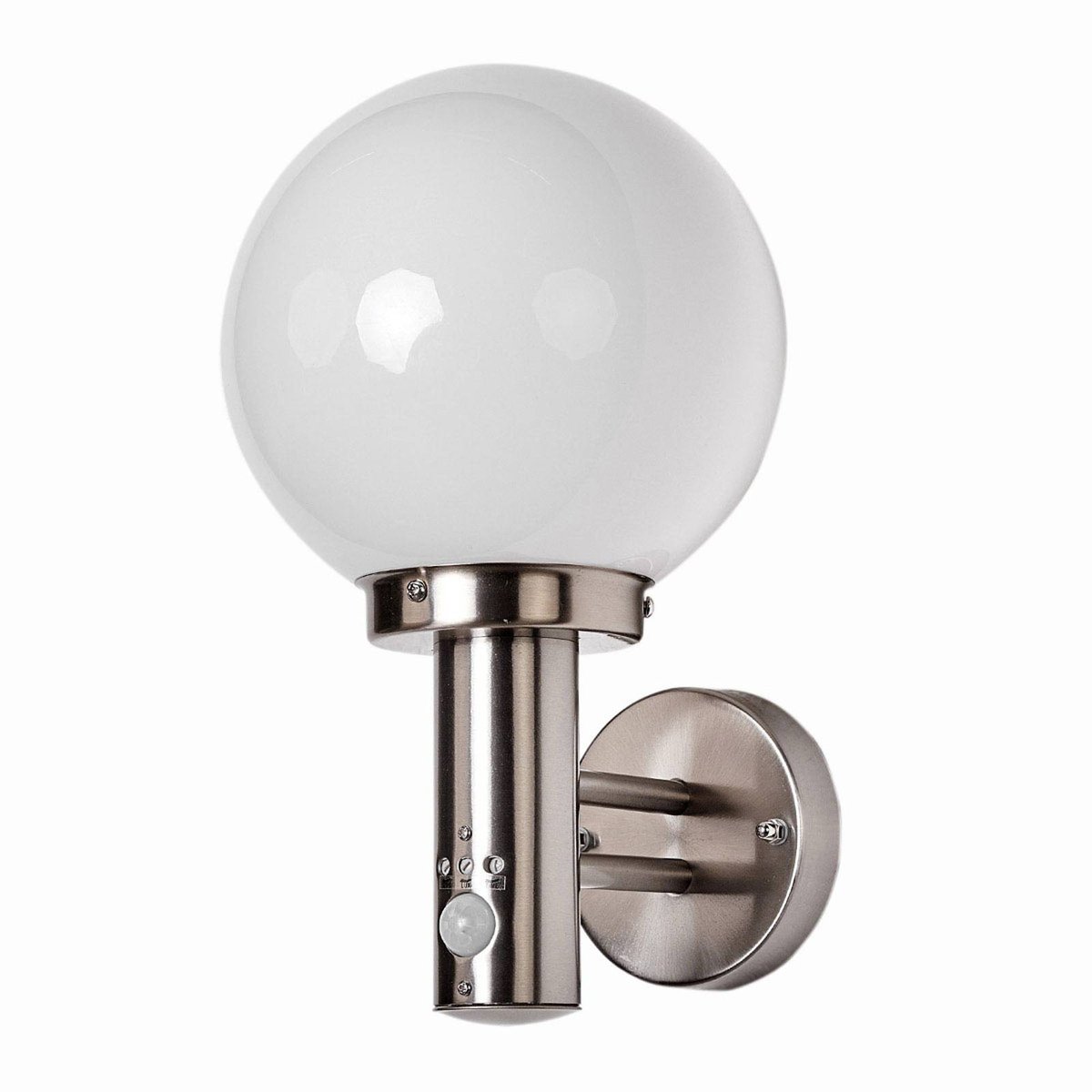 Applique extérieure en inox moderne, Nada acier inoxydable, blanc opale, LINDBY