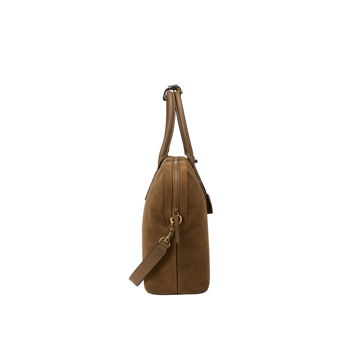 Shopper moyen en cuir de vachette velours doux marron, MARC O'POLO