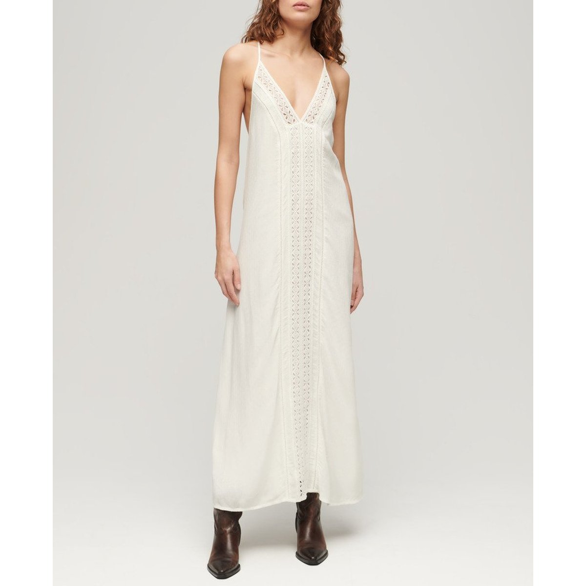 Robe caraco longue Ibiza blanc cassé, SUPERDRY