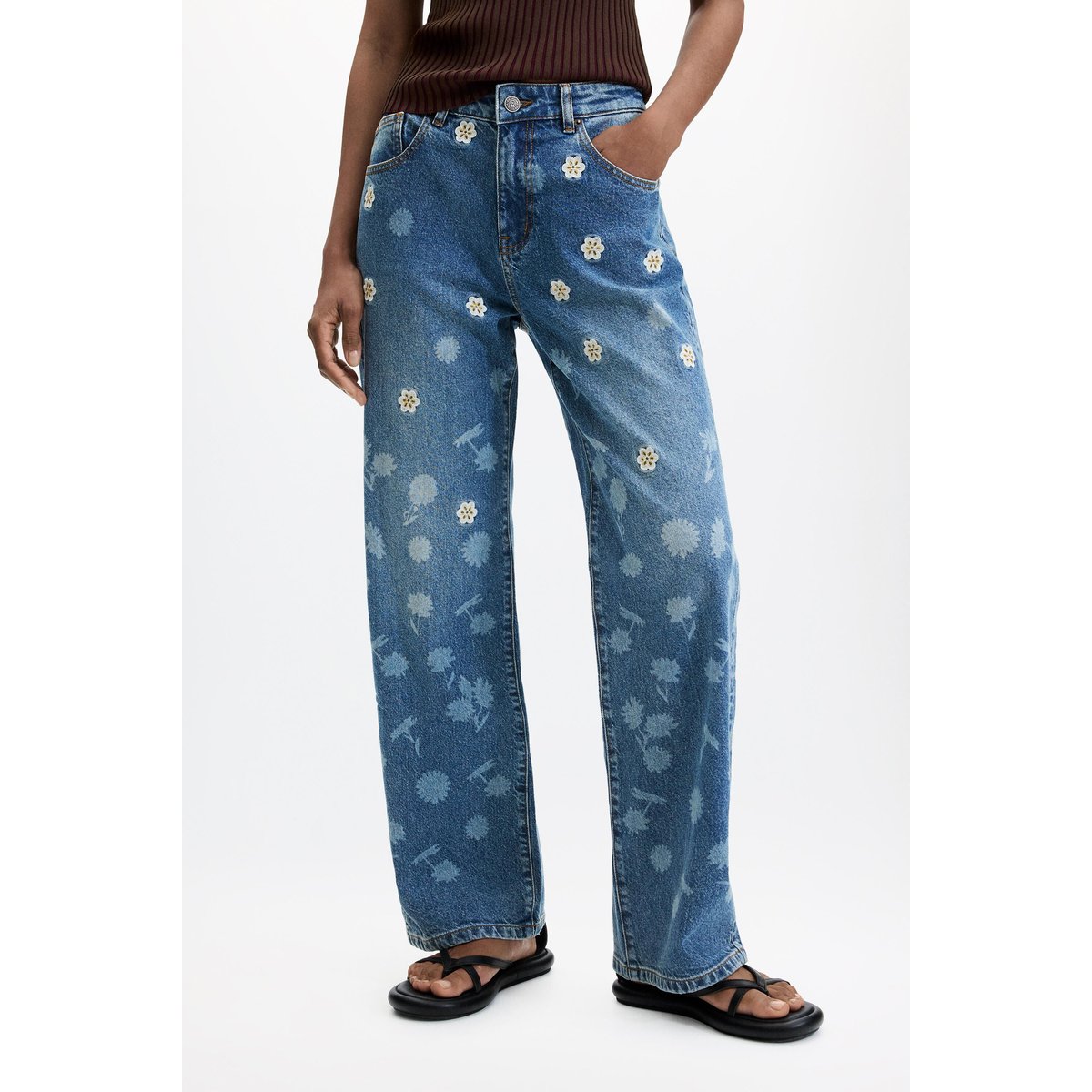 Jean regular brodé bleu clair, DESIGUAL