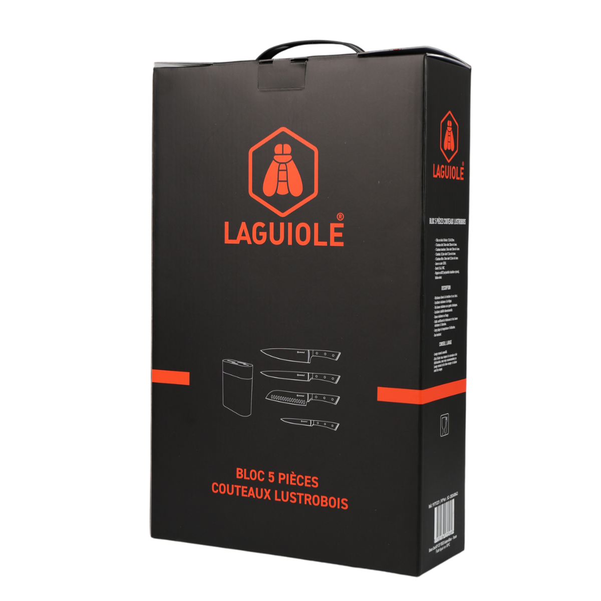 Bloc de 4 couteaux en acier noir - "Lustrobois" couleur unique, LAGUIOLE CUISSON