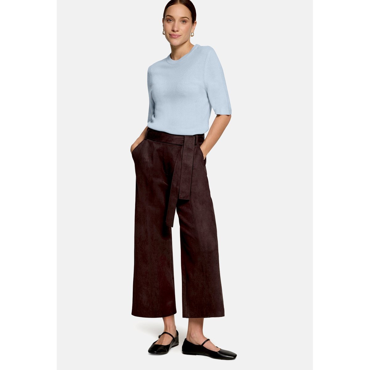 Jupe-culotte à ceinture à nouer chocolate plum, ZERO