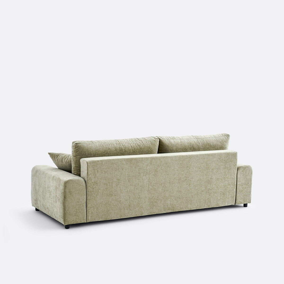 Canapé droit, convertible, avec coffre, 3 places, en chenille flammée, GALENE vert eucalyptus, LA REDOUTE INTERIEURS