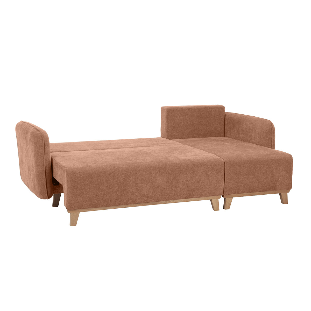 Canapé d'angle convertible et réversible 3-4 places ROMANE terra cotta, MILIBOO