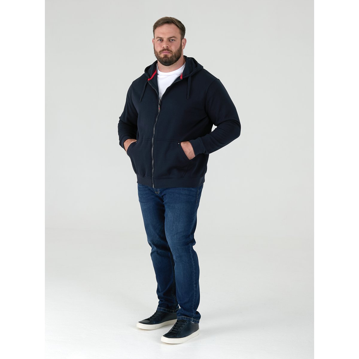 Veste unie et épaisse à capuche grande taille ROCKFORD bleu marine, DUKE