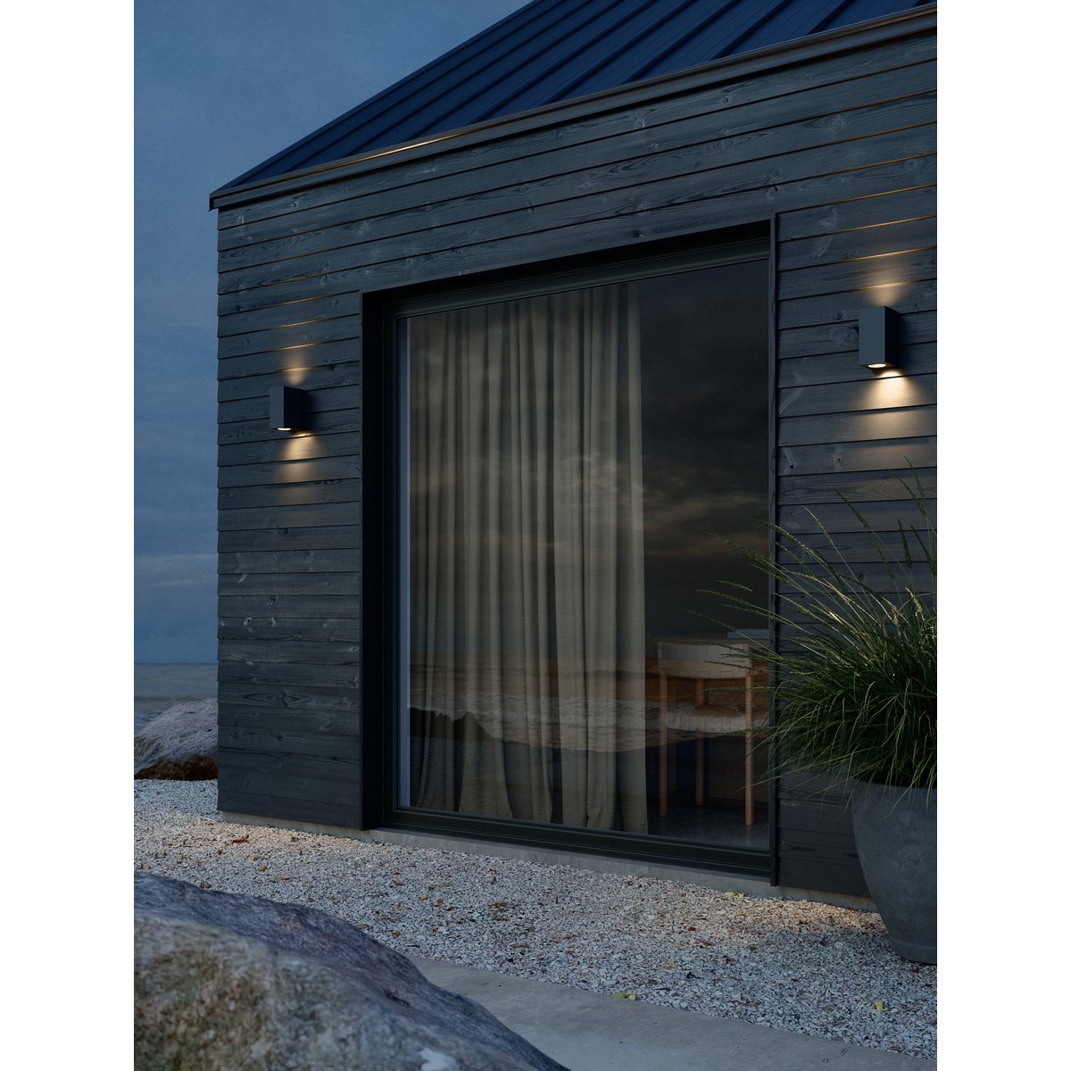 Applique murale extérieure garage ou terrasse en aluminium, CANTO Maxi carré 2 noir, NORDLUX