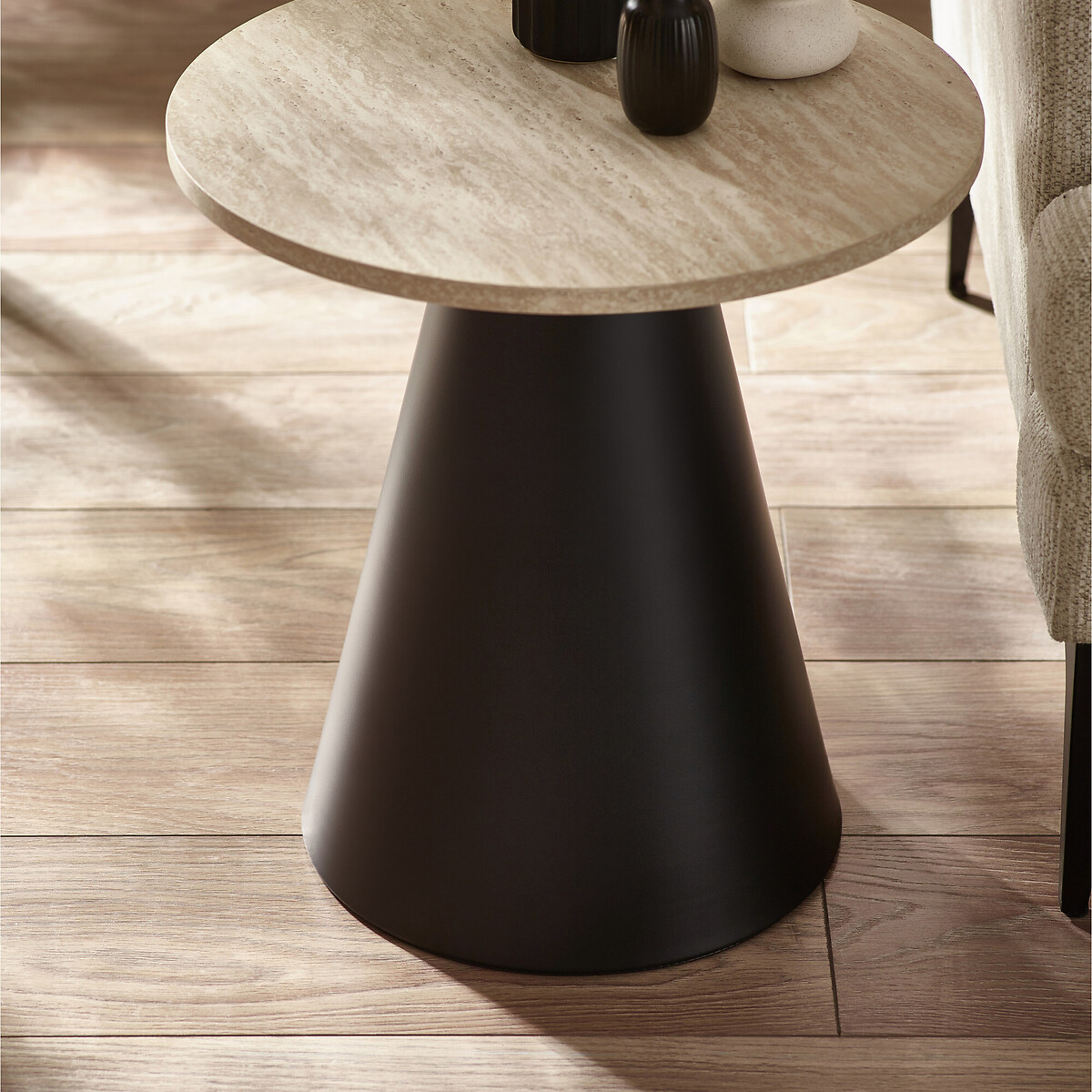 Set of 2 Evron Round Nesting Coffee Tables travertine, SO'HOME