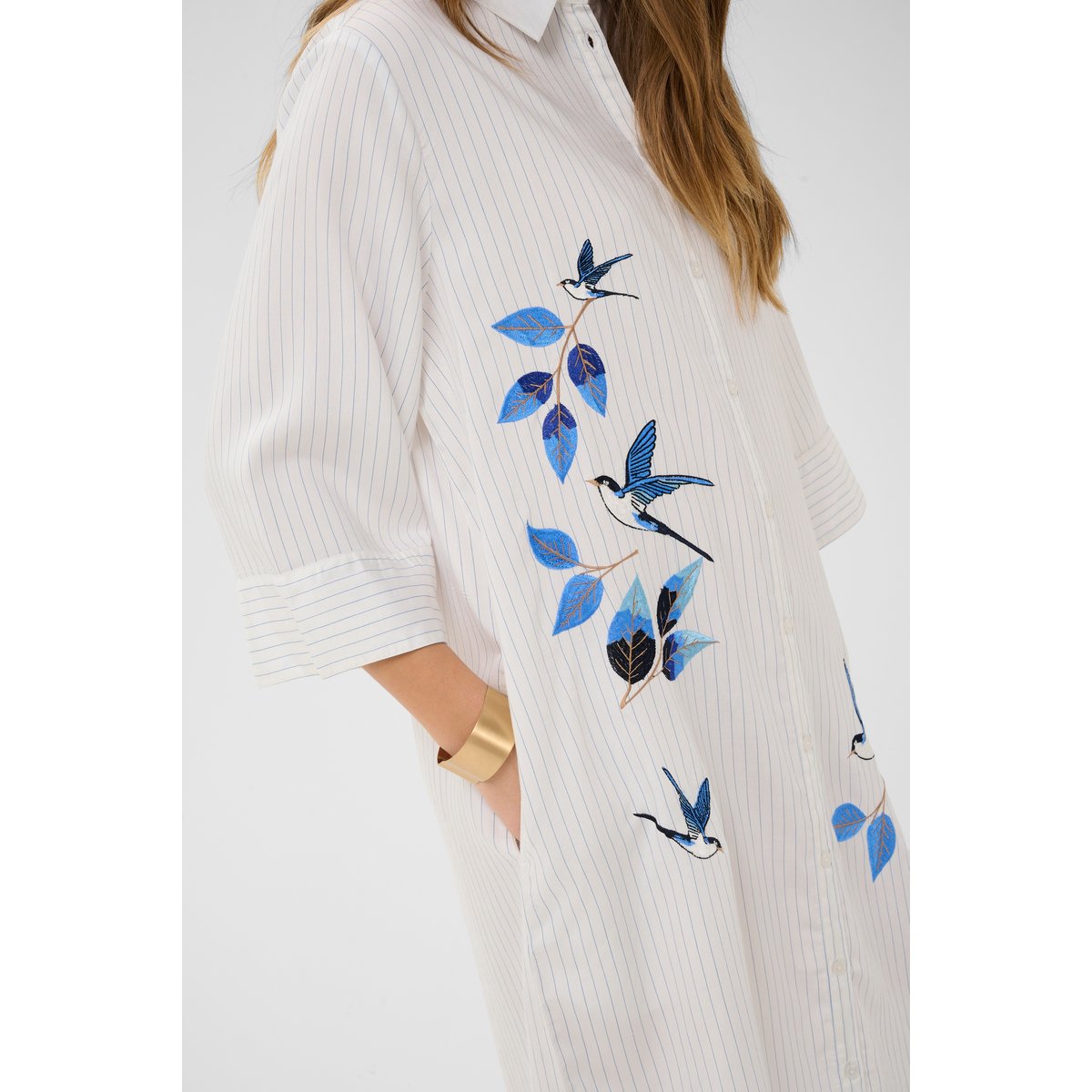 Robe blanc bleu white blue stripe, CREAM