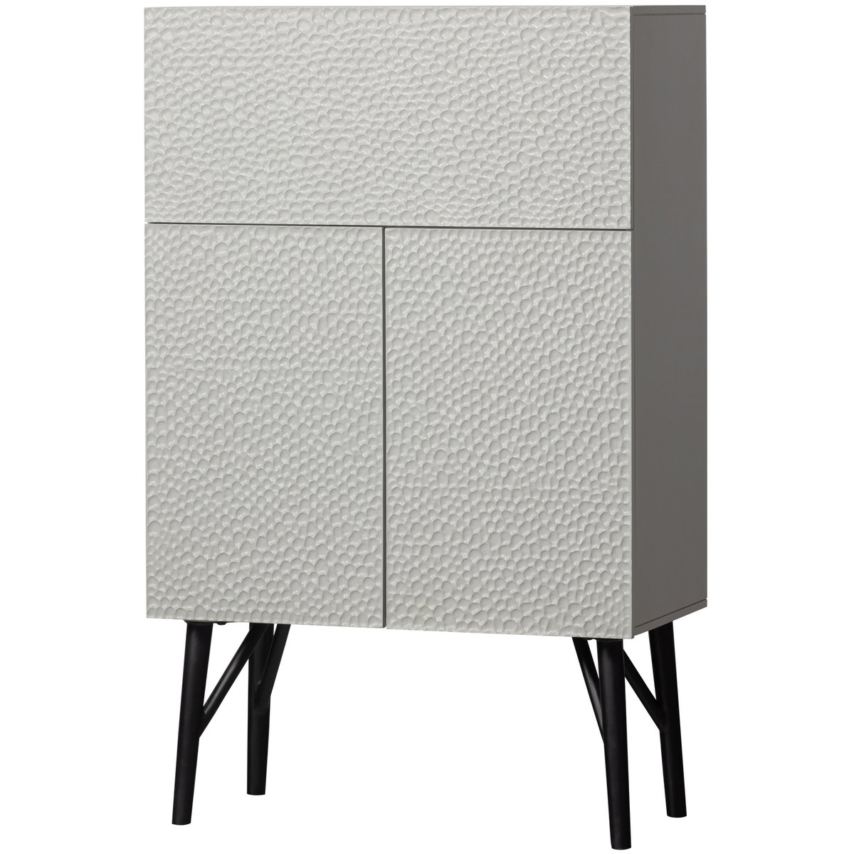 Armoire 3 portes en bois de manguier CARVED ORGANIC gris, WOOOD