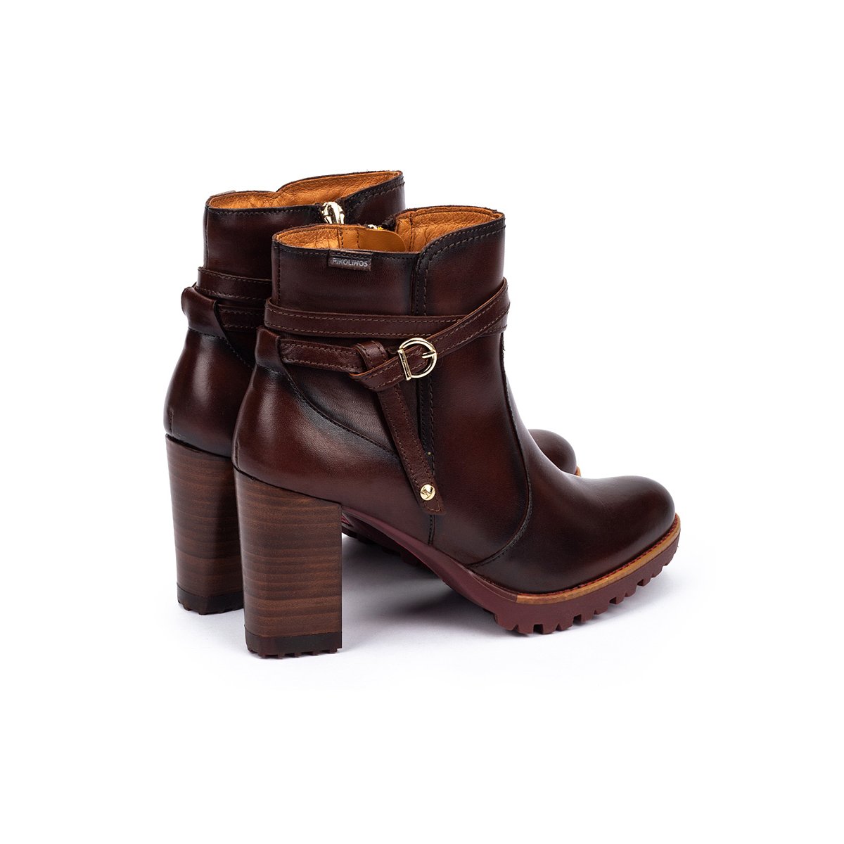 Bottines à talon cuir Connelly caoba, PIKOLINOS