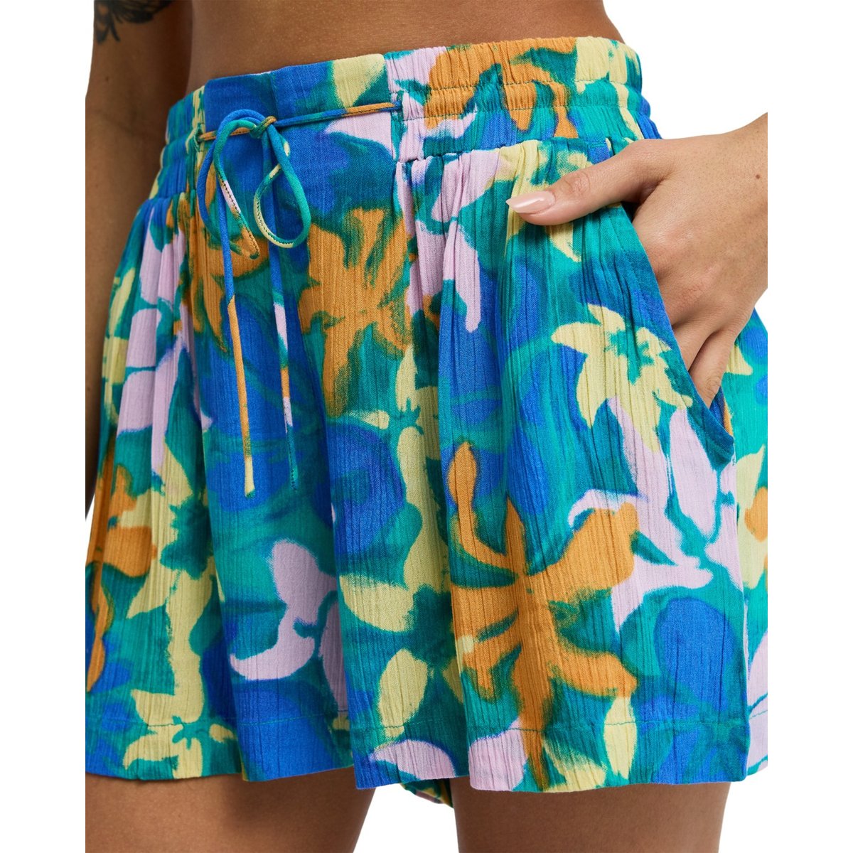 Short taille haute ON HOLIDAYS bleu agua flores, BILLABONG