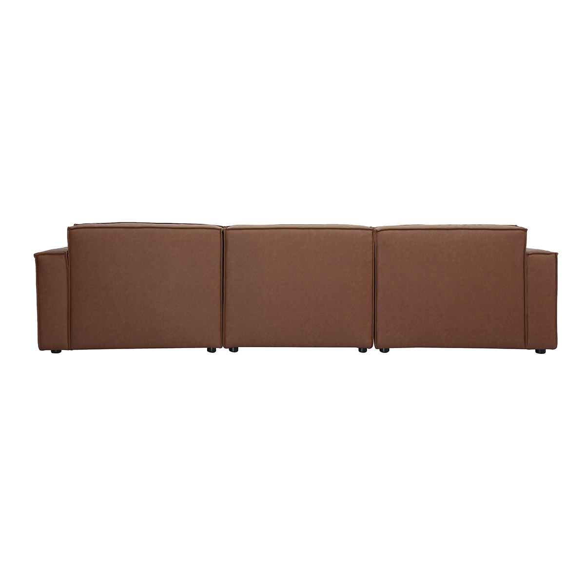 Canapé modulable 4 places en tissu effet velours texturé beige SPLIT marron, MILIBOO