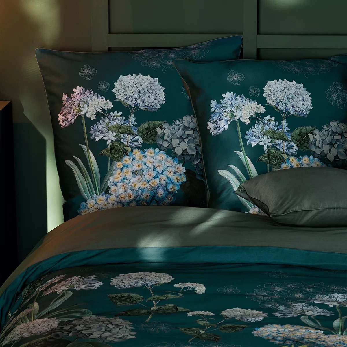 Taie d'oreiller satin de coton MAELYS SATIN canard, GARNIER THIEBAUT