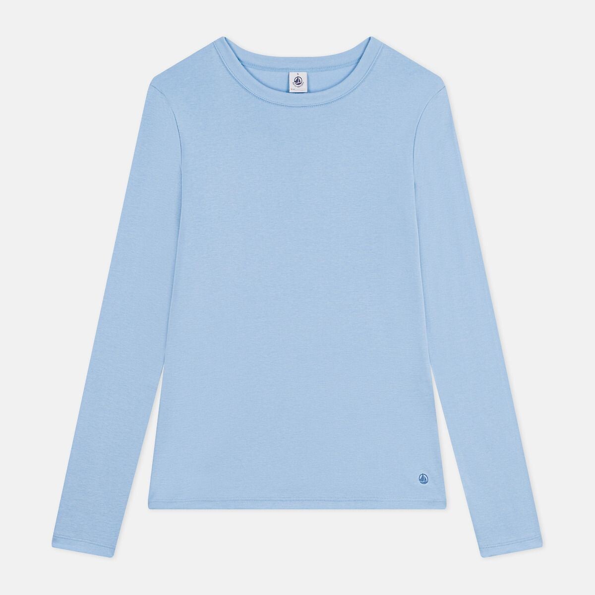 T-shirt, manches longues, col rond bleu ciel, PETIT BATEAU