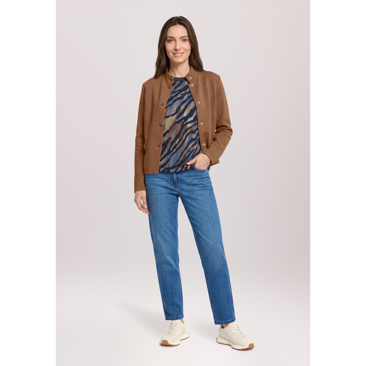 Haut casual à cordon coulissant sous tunnel bleu/marron, BETTY BARCLAY