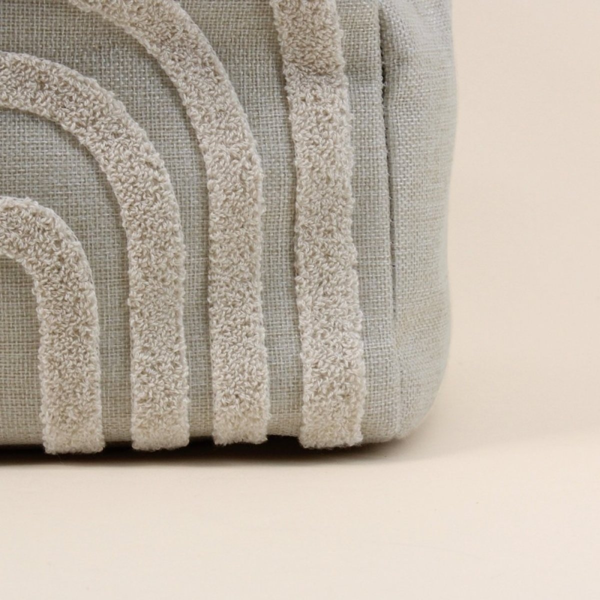 Cube de rangement tissu reliefs 31x31cm beige, ORNAMI