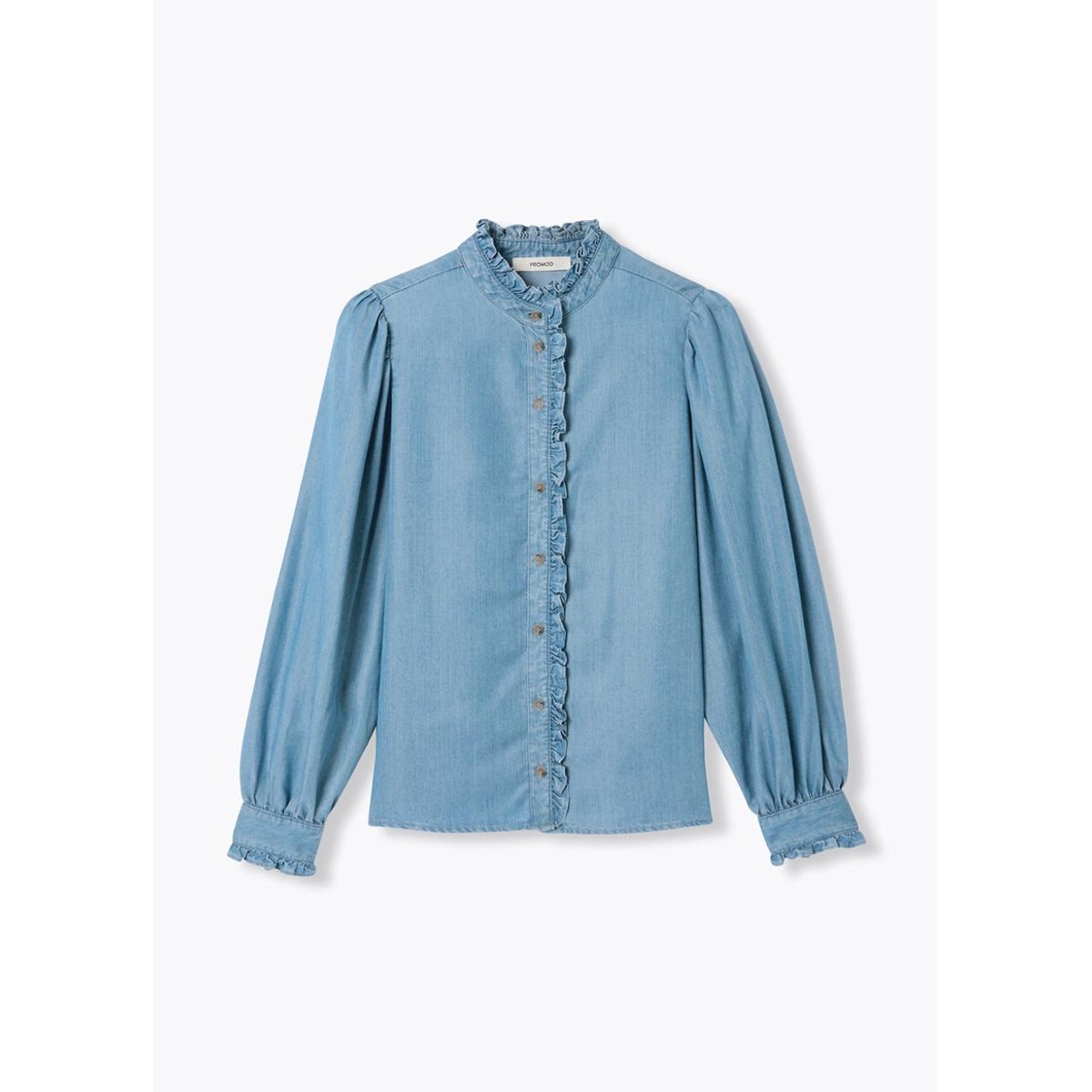 Chemise volantée en lyocell jean moyen, PROMOD