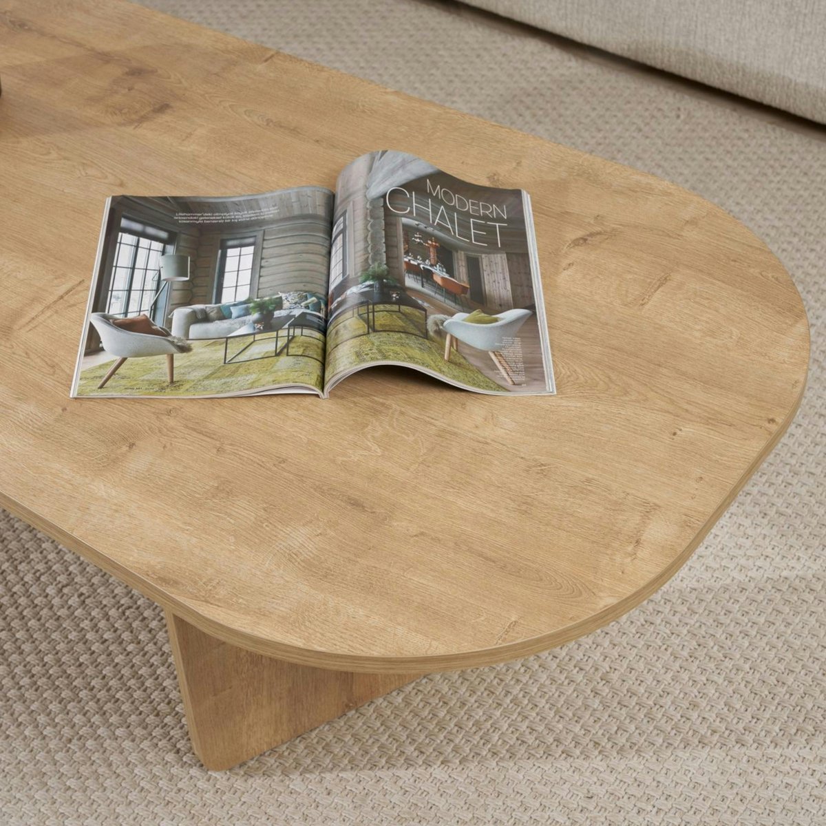 Table basse design organique MARFA chêne, PIER IMPORT