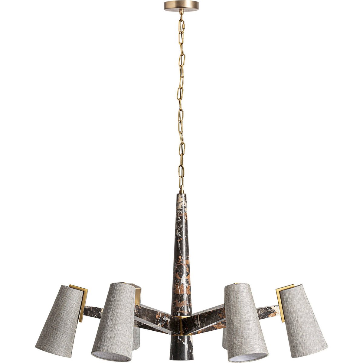 Suspension art déco en marbre noir marbré, doré et blanc cassé, RECOLLECTION