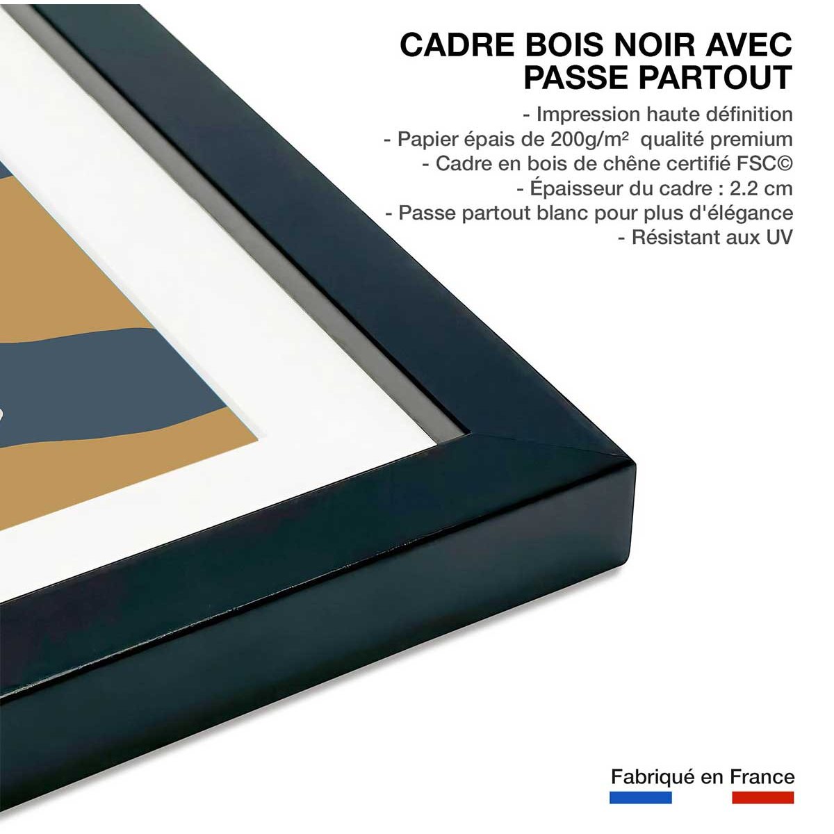 Affiche pause margarita affiche + cadre en bois - noir, HEXOA