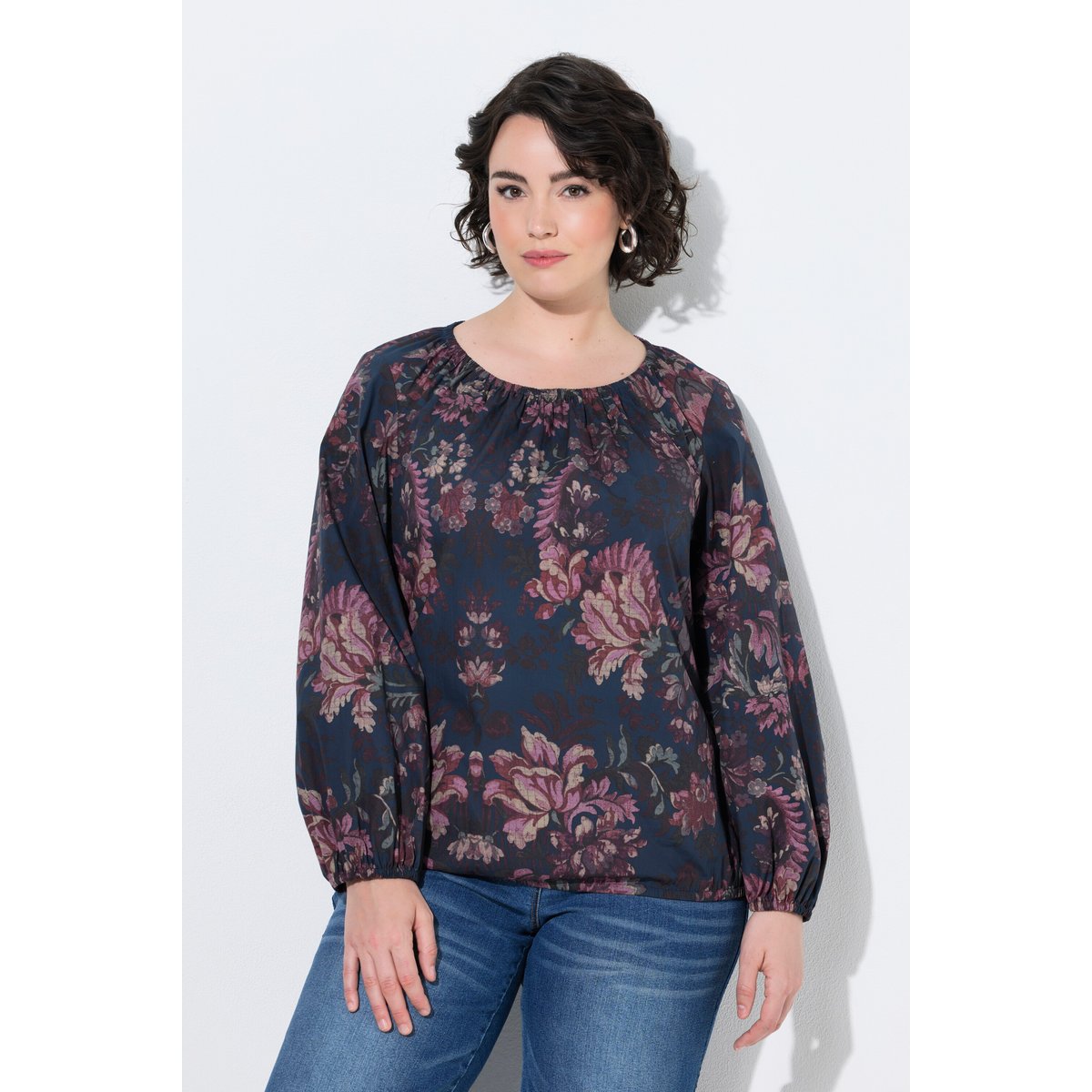 Tunique motif à fleurs marine, ULLA POPKEN