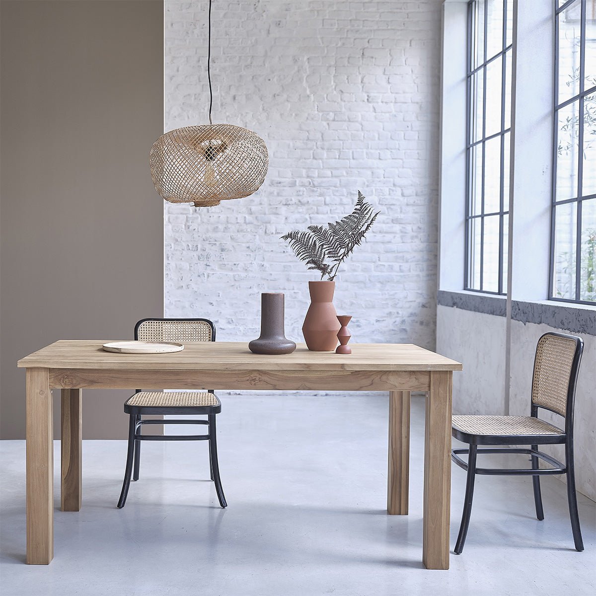 Lot de 2 chaises en bois d'acajou et cannage  ARON noir, BERAH GETAH