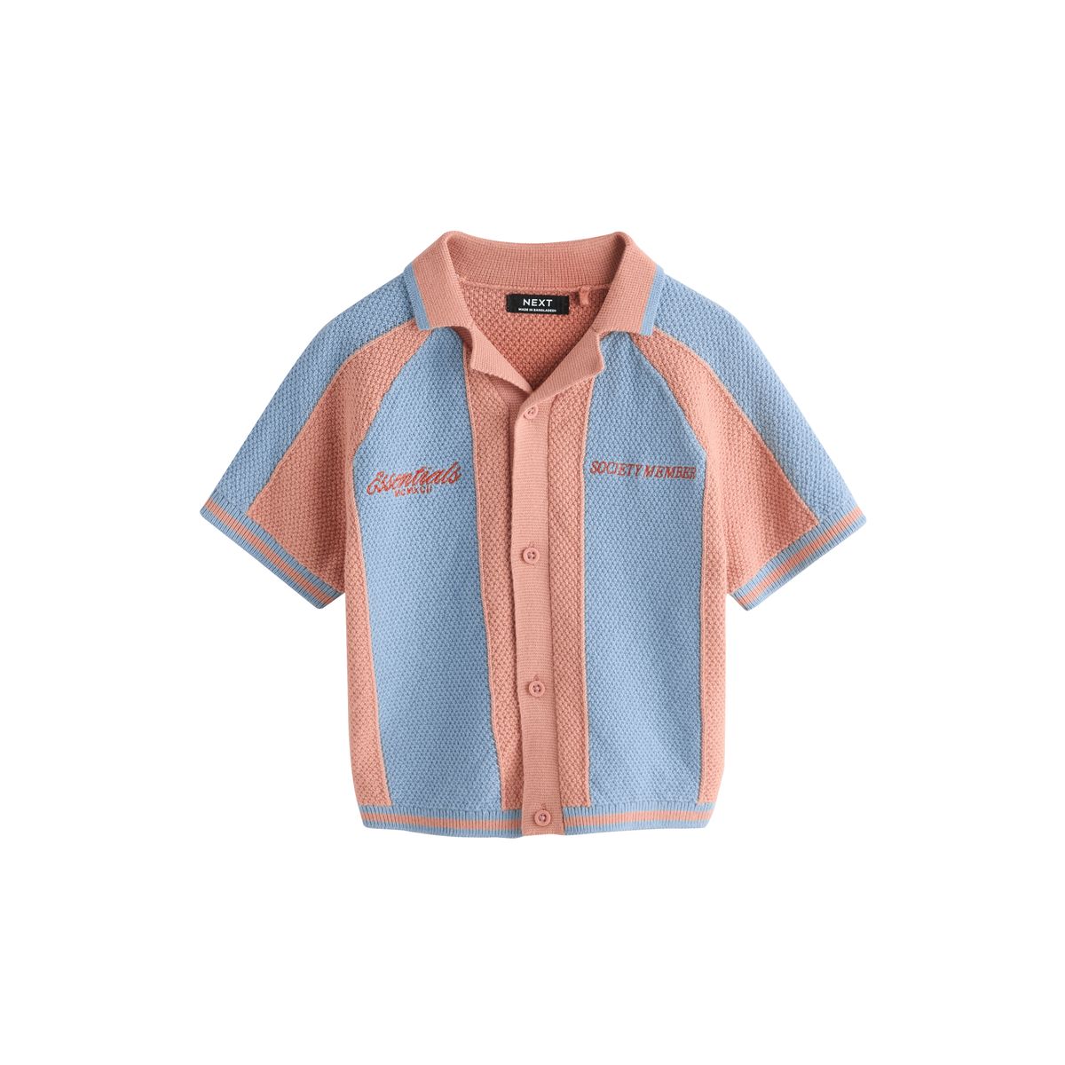Polo avec revers de col en maille bleu/orange, NEXT