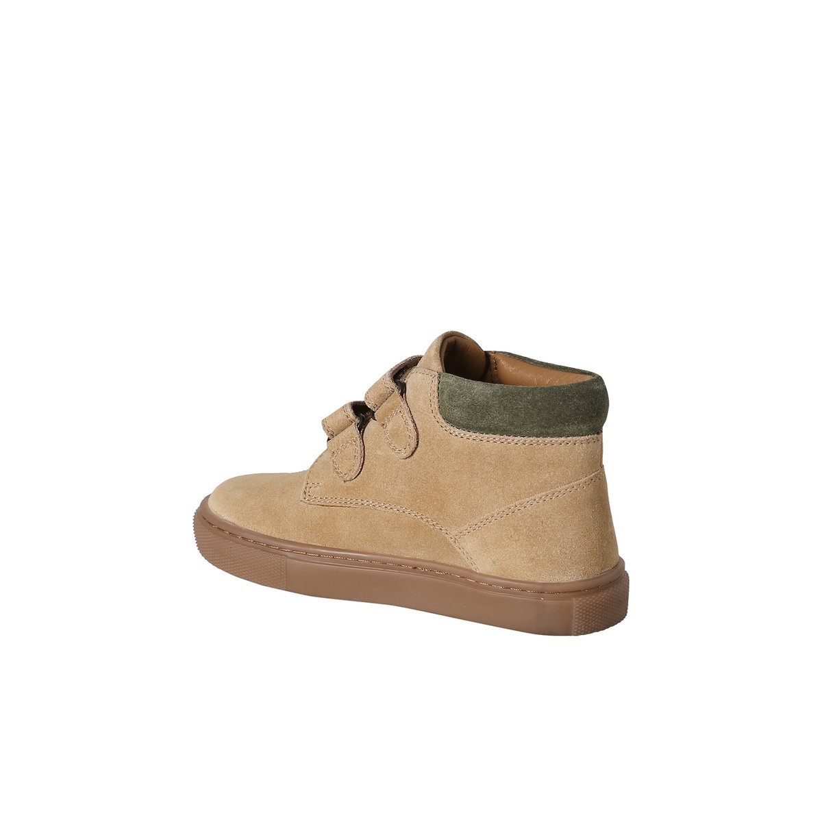 Baskets cuir à scratchs beige, VERTBAUDET
