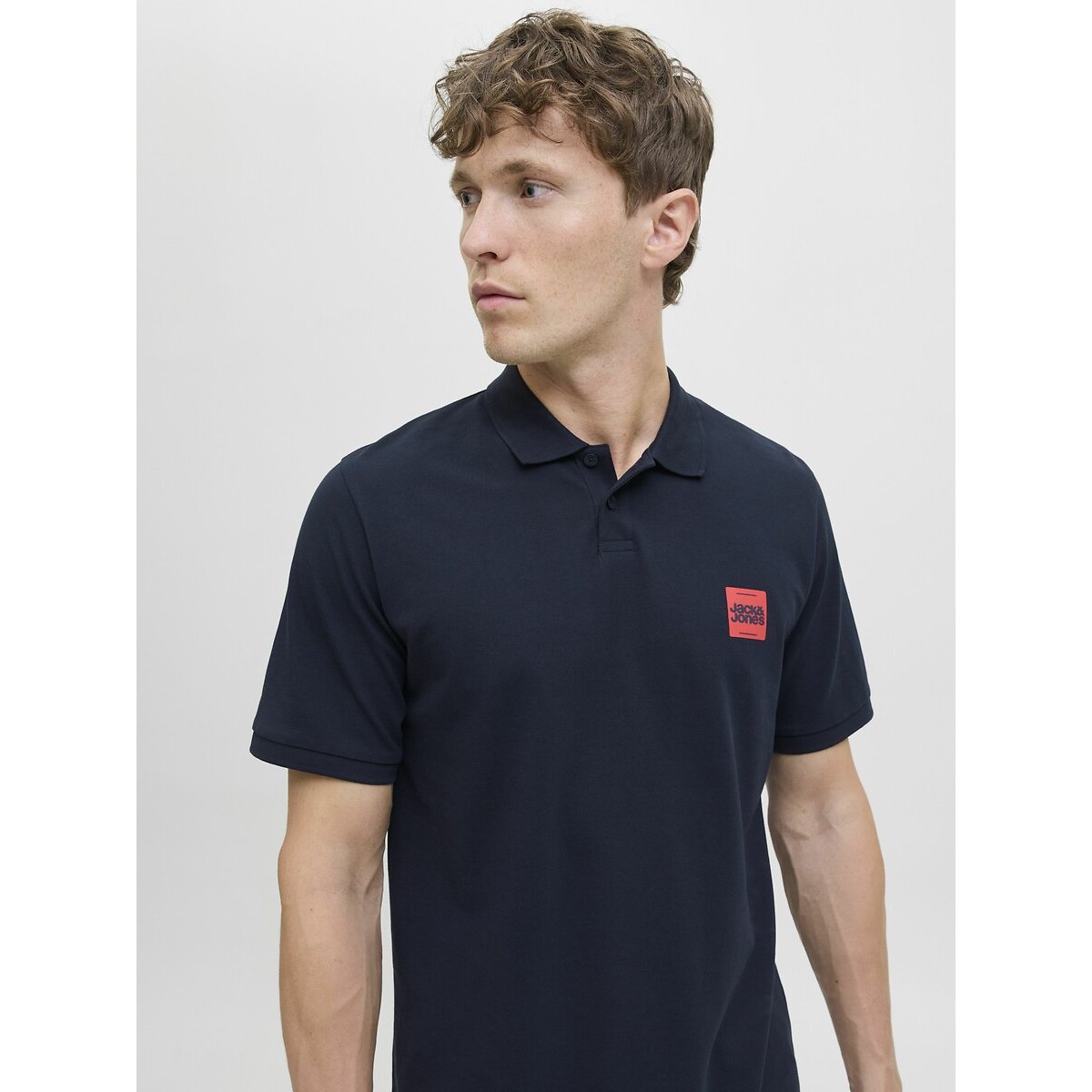 Small Logo Polo Shirt with Short Sleeves navy blue, JACK & JONES