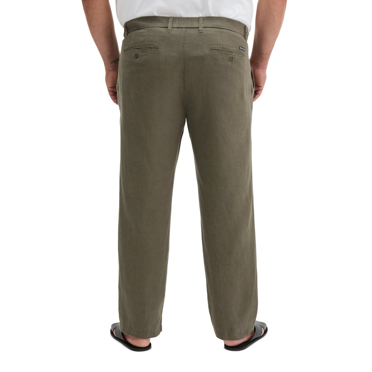 Pantalon en lin modèle Osby Jogger pleats avec ceinture élastique khaki, MARC O'POLO
