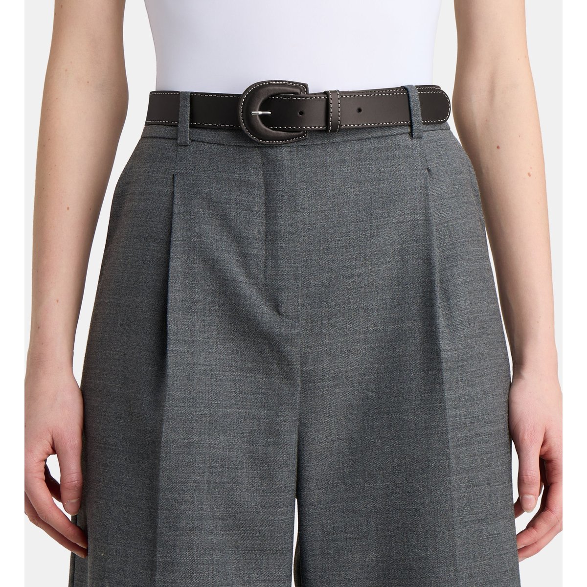 Ceinture elisa en cuir noir, GALERIES LAFAYETTE