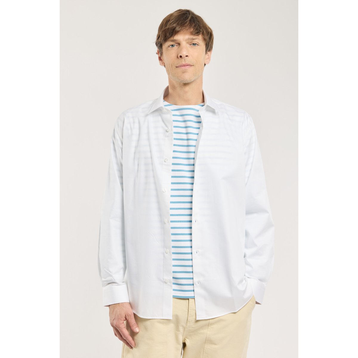 Chemise coupe confort - coton twill blanc, ARMOR-LUX