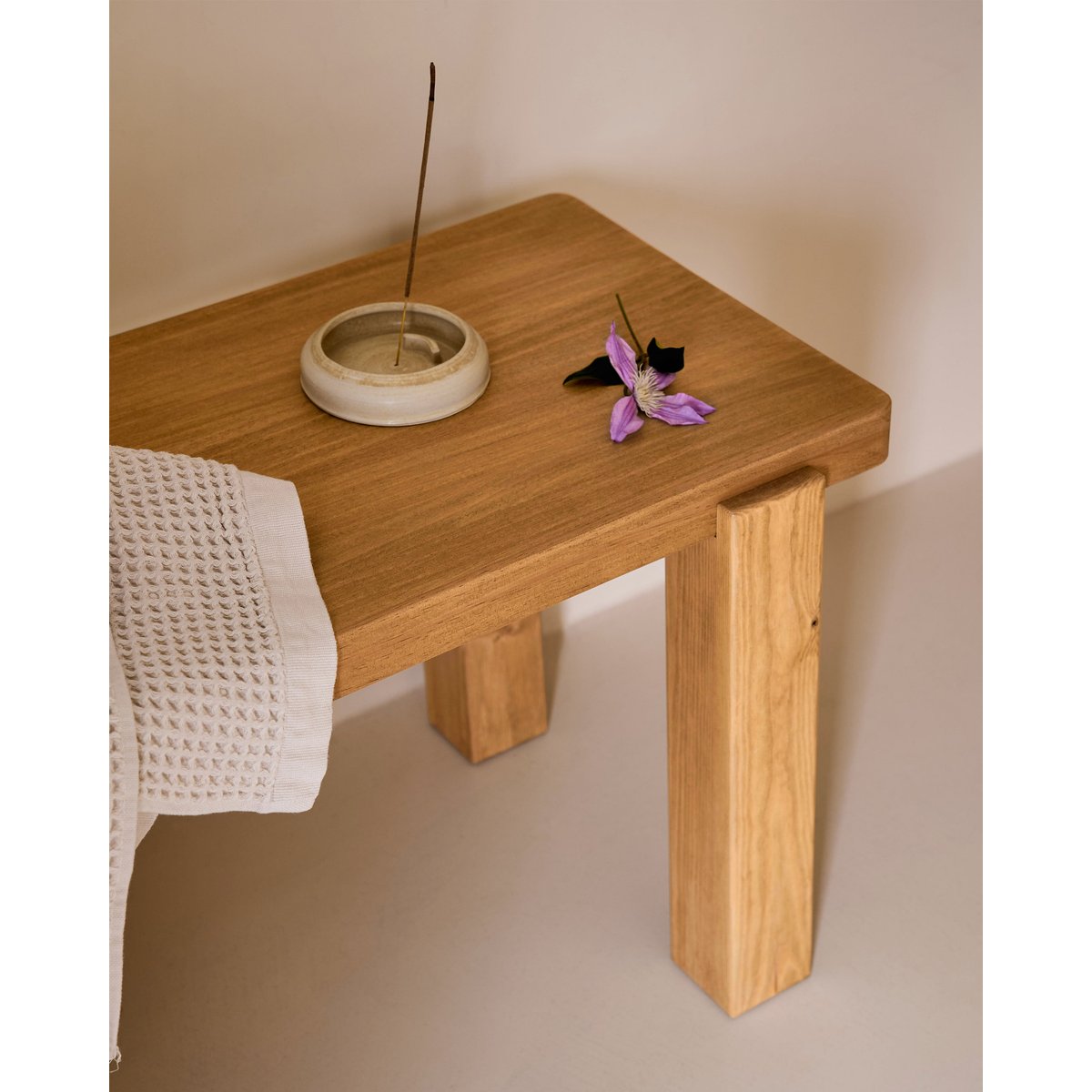 Banc en bois marron 140 cm - BUSK marron clair, HANNUN