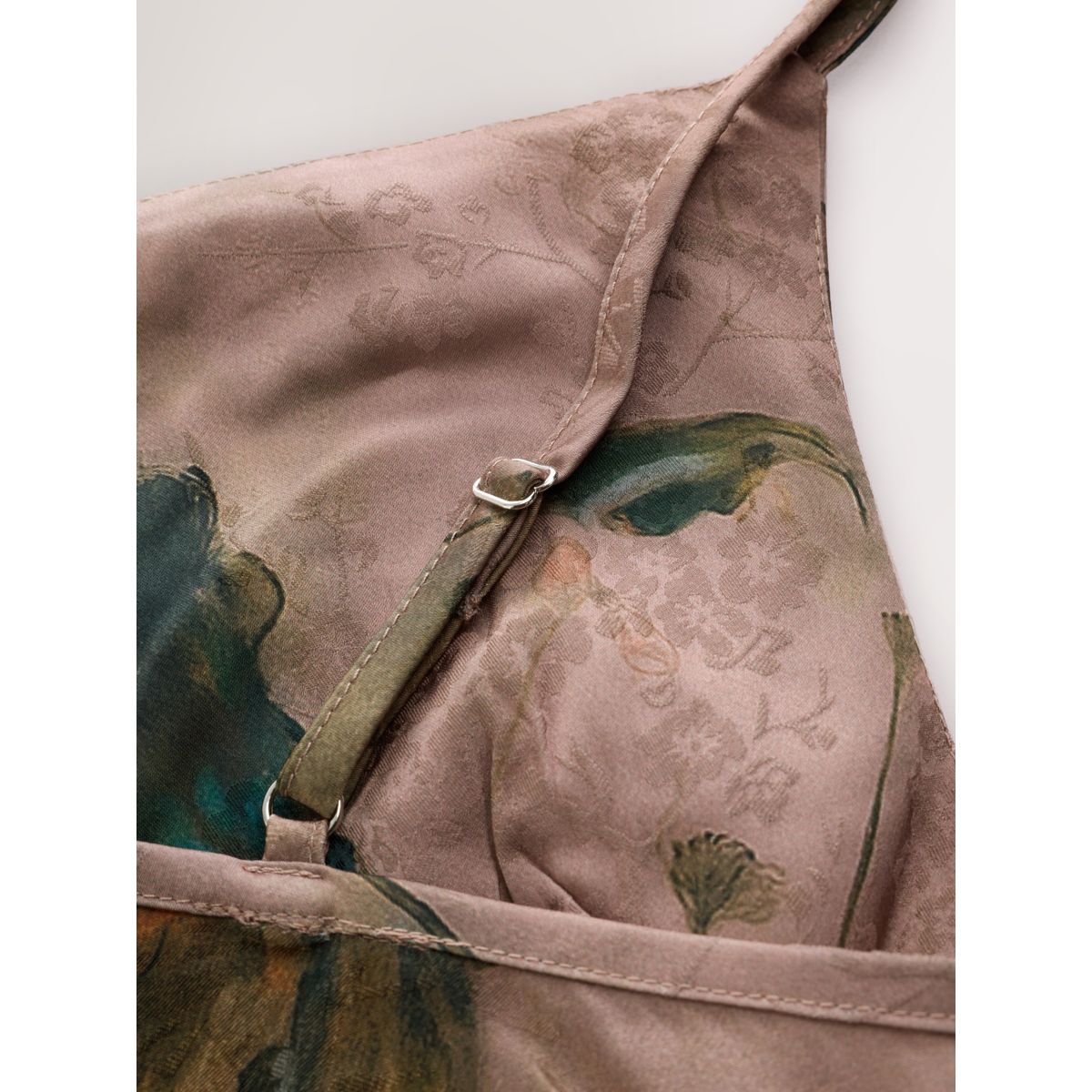 Nuisette en satin jacquard n. premium rose motif fleurs, NEXT