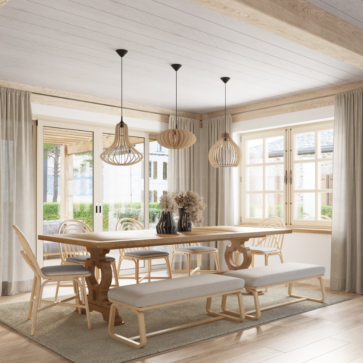Suspension Bois Bois Naturel E27 1 Elza marron, EDEN