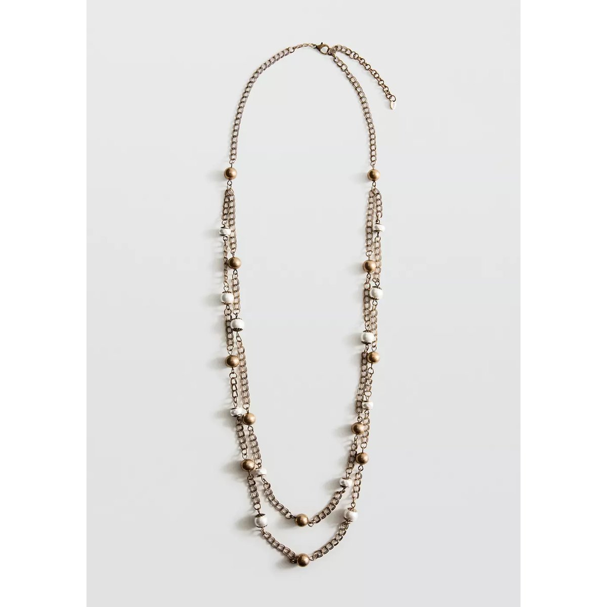 Collier double détail de perles or, MANGO