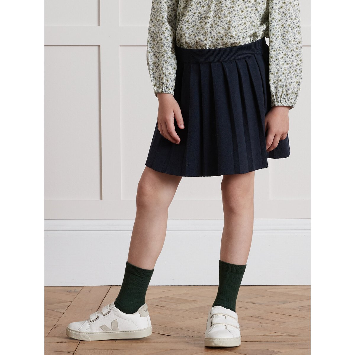 Jupe plissée en tricot   Collection Junior bleu, CYRILLUS