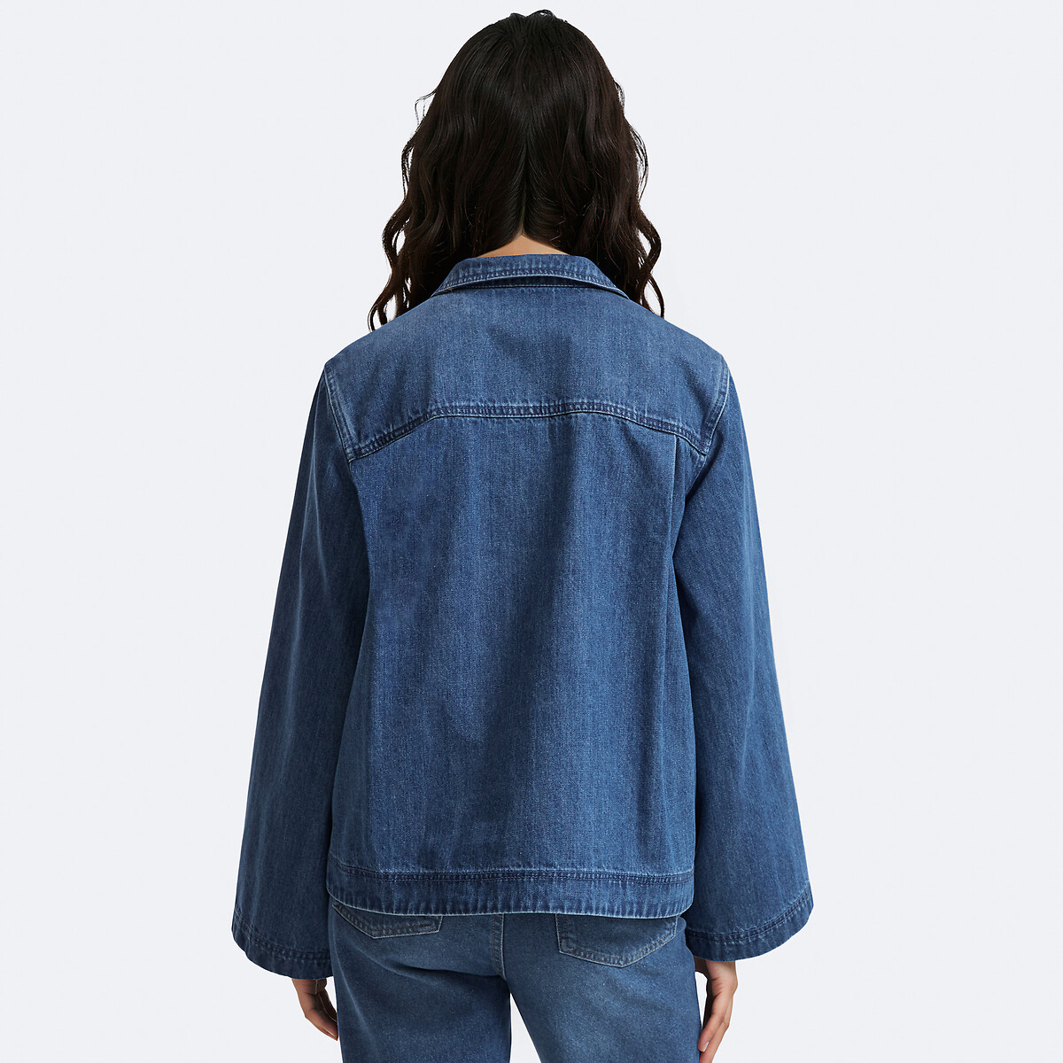 Sailor-Style Denim Shirt stonewashed blue, LA REDOUTE COLLECTIONS