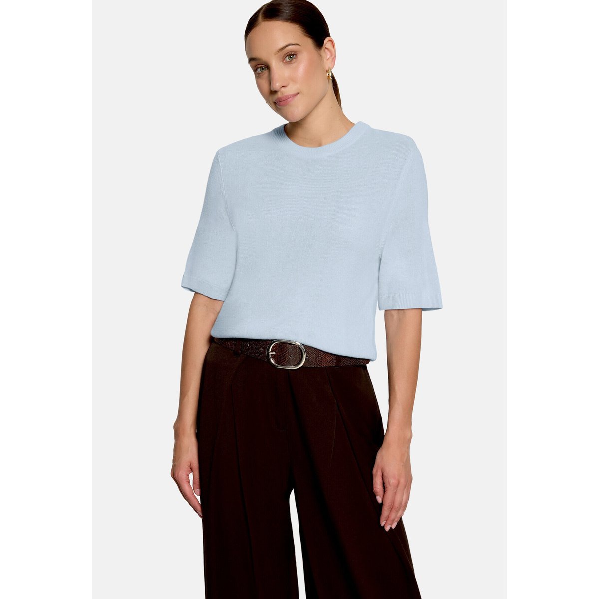 Pull-over en maille basique manches courtes blue fog, ZERO