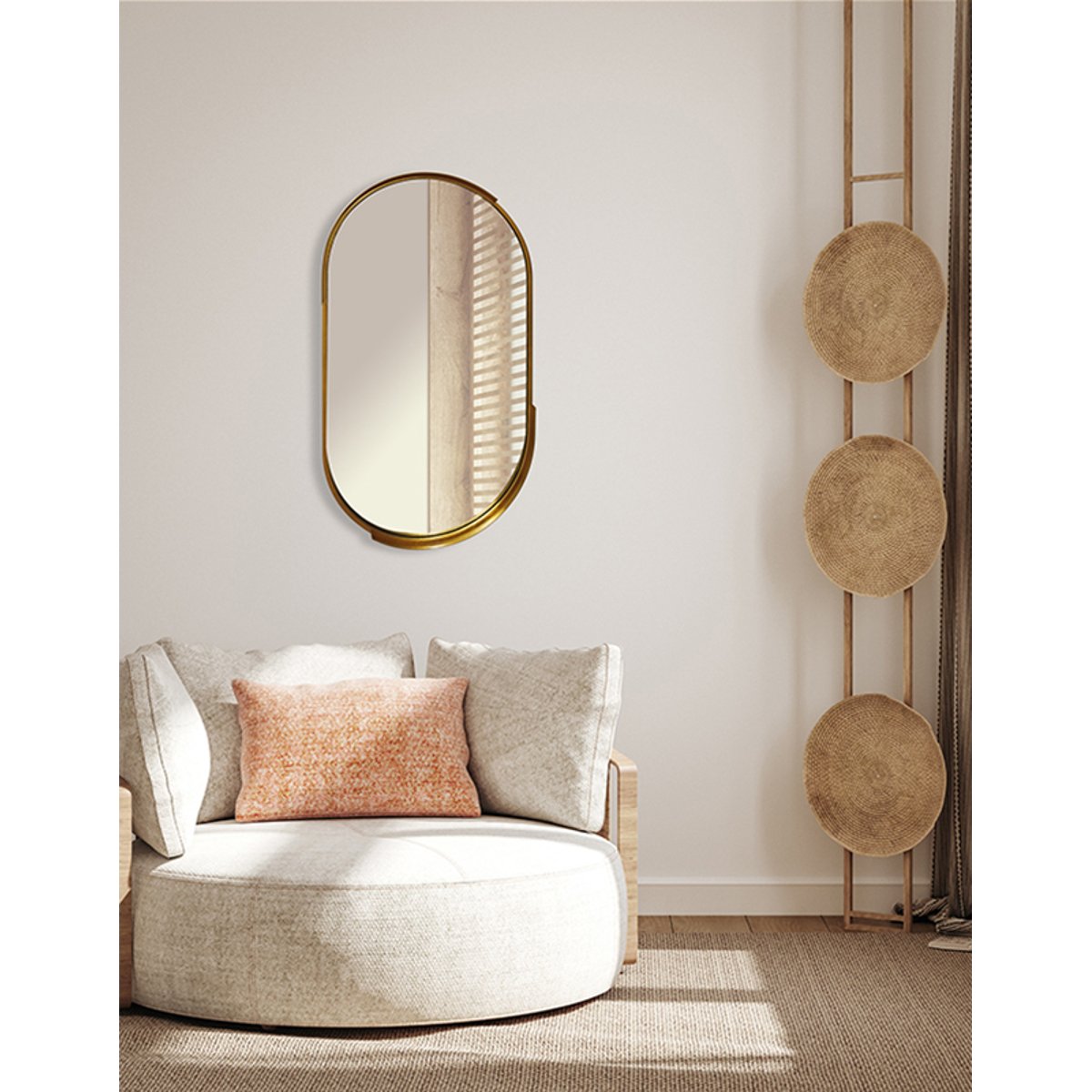 Miroir oblong design en métal 50x90cm or, EMDE