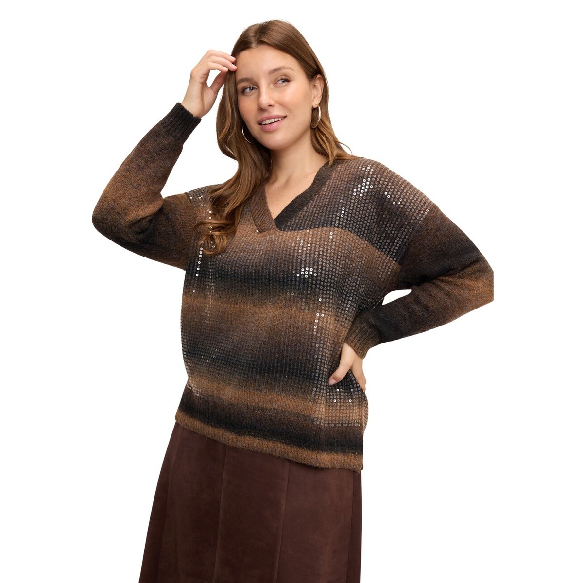 Pull dégradé à paillettes marron, FIORELLA RUBINO