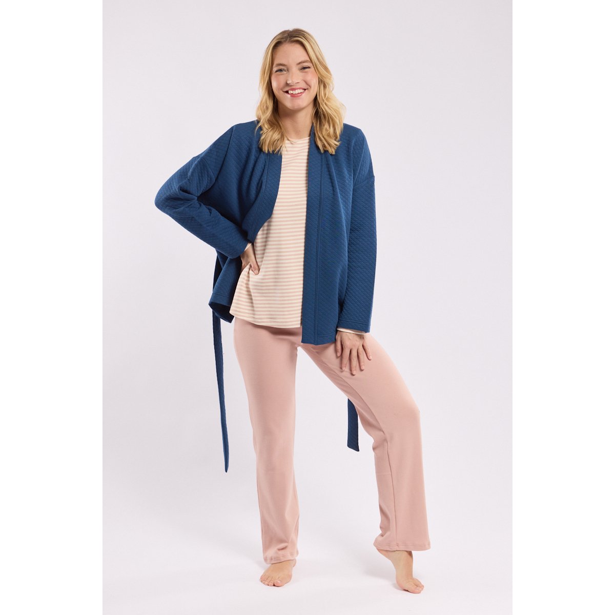 Kimono court homewear en coton midnight blu, ARMOR-LUX