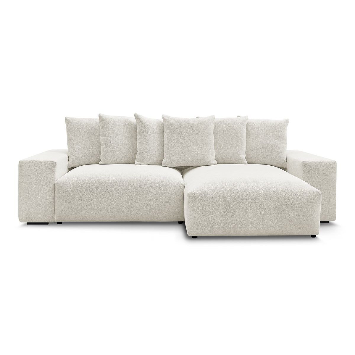 Canapé d'angle convertible 4 places en tissu chiné, VOLTAIRE blanc, BOBOCHIC