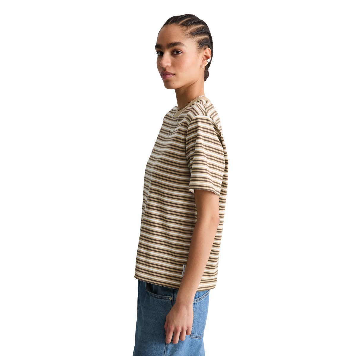 T-shirt à rayures relaxed en jersey simple de coton beige, MARC O’POLO DENIM