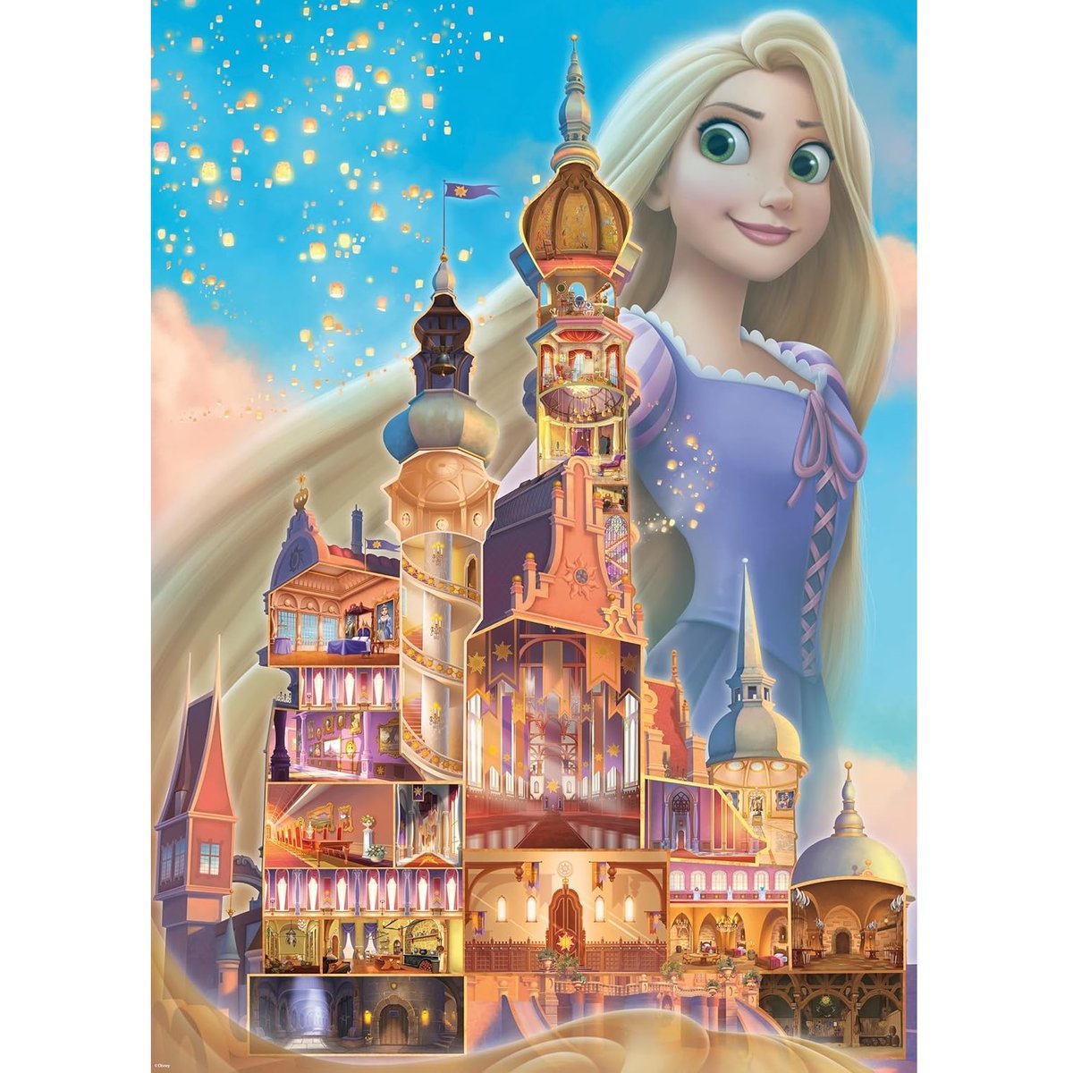 Puzzle Raiponce Châteaux Disney 1000 pièces noir, RAVENSBURGER