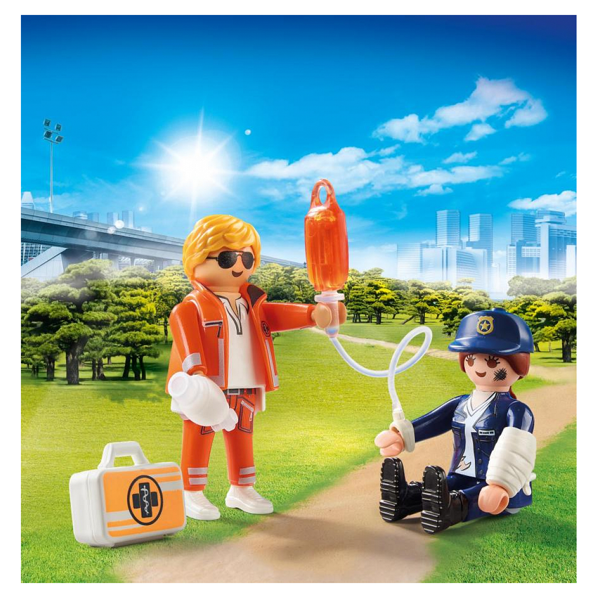 Duo Secouriste et policière multicolore, PLAYMOBIL