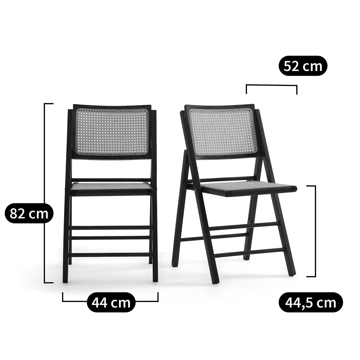 Lot de 2 chaises pliantes hêtre et cannage, Rivia noyer, LA REDOUTE INTERIEURS