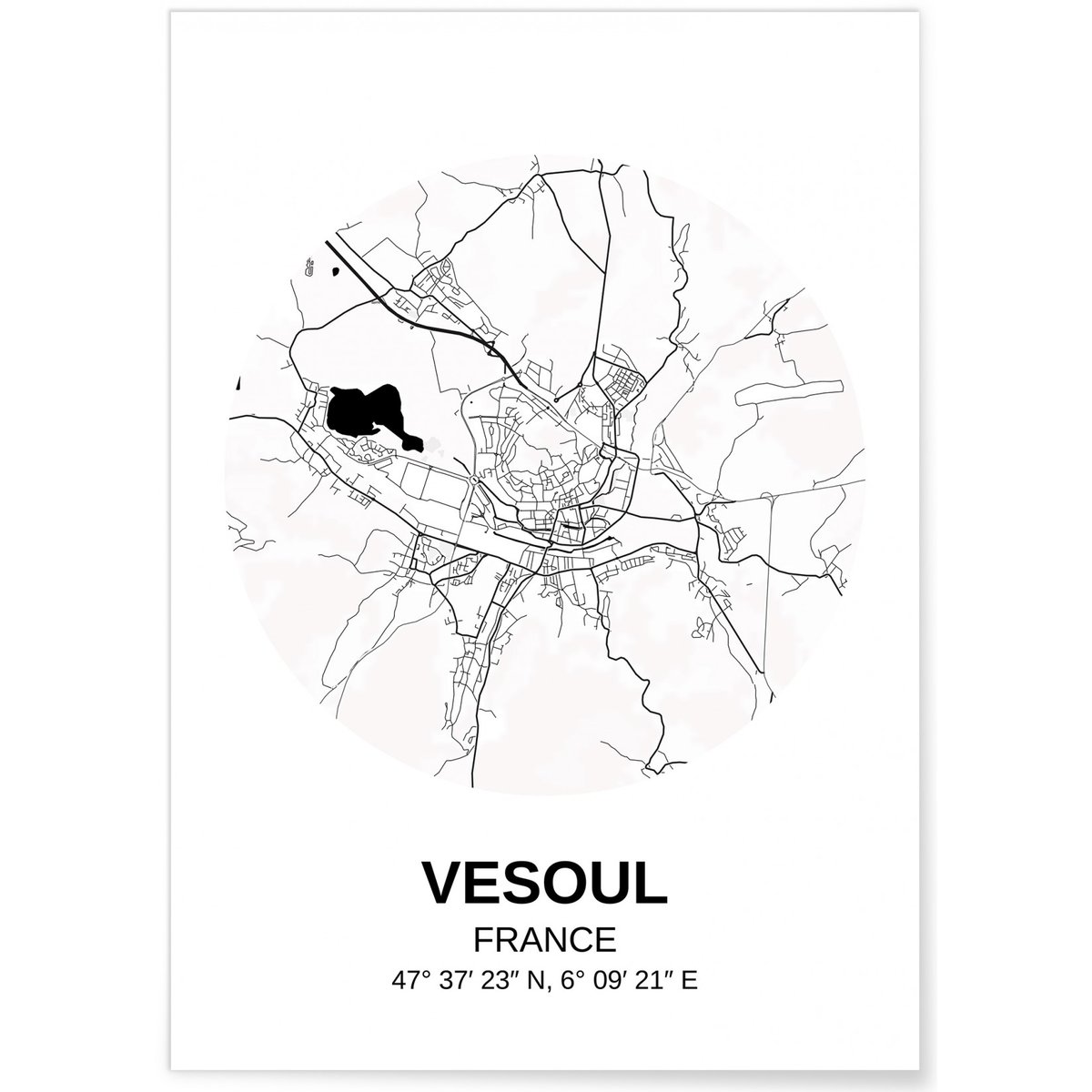 Affiche Carte Vesoul blanc, L'AFFICHERIE