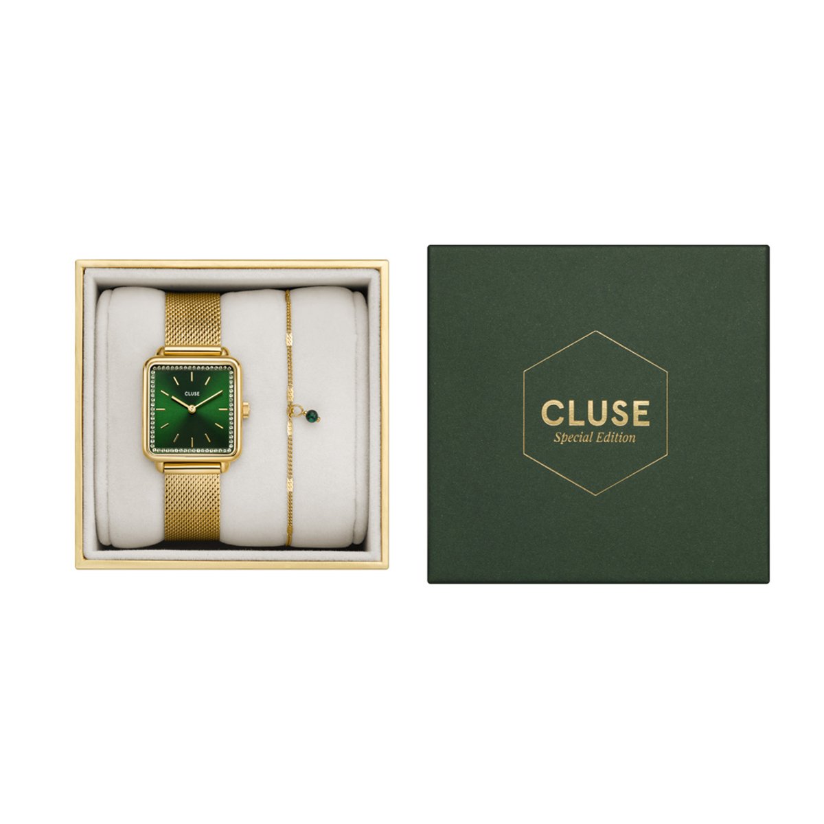 Montre Analogique LA TÉTRAGONE doré vert doré, CLUSE