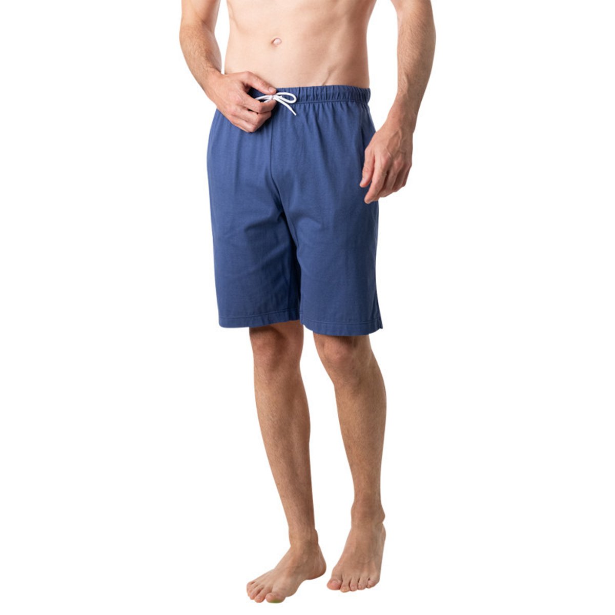Pyjama court en coton bleu marine à minis motifs avec un col rond marine, EMINENCE